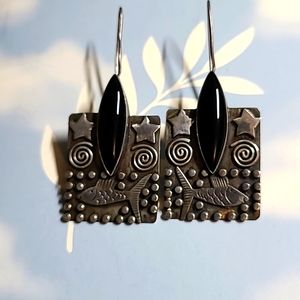 Earrings - Sterling Silver and Onyx